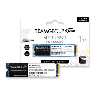 SSD INTERNO TEAMGROUP MP33 1TB M.2 2280 PCIe 3.0 x4 NVMe 1.3 3D NAND TM8FP6001T0C101