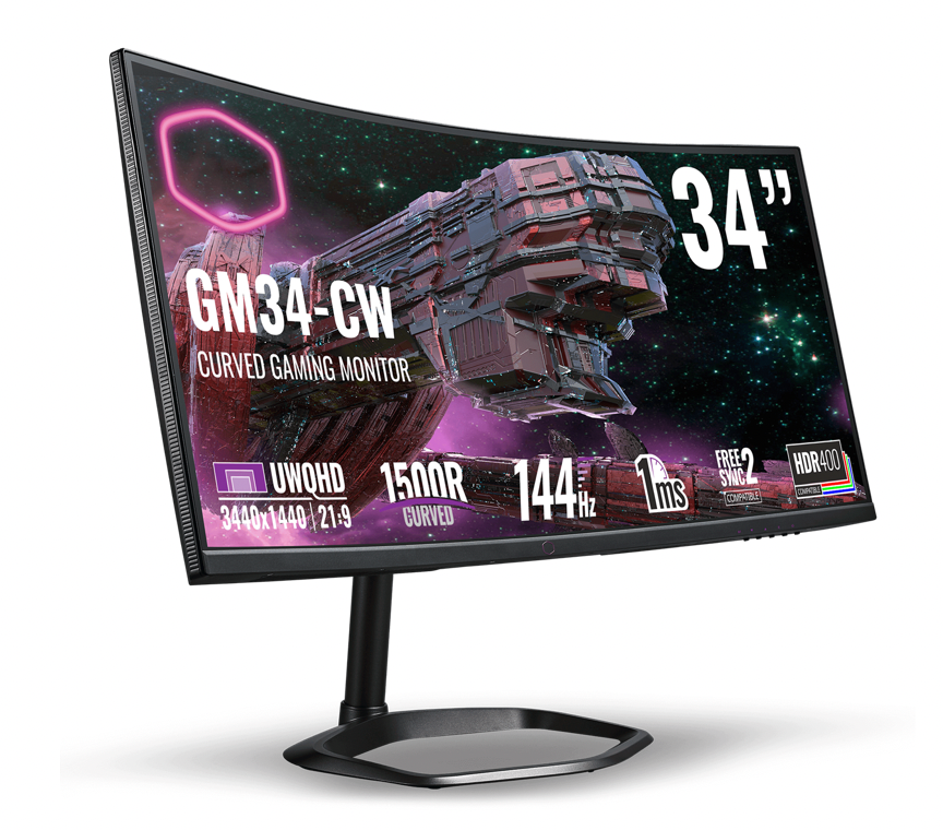 MONITOR COOLER MASTER CURVO GAMING 34P WQHDN 3440X1440 21.9 144 MHZ 1MS HDR 400R CMI GM34 CW2 US