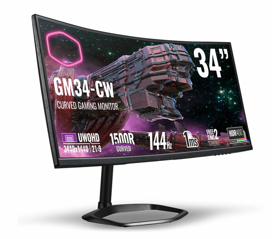 MONITOR COOLER MASTER CURVO GAMING 34P WQHDN 3440X1440 21.9 144 MHZ 1MS HDR 400R CMI GM34 CW2 US