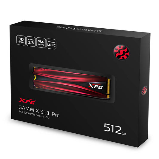 SSD INTERNO ADATA XPG GAMMIX S11 512GB PRO PCLE GEN3X4 M.2 2280 CON DISIPADOR AGAMMIXS11P 512GT C