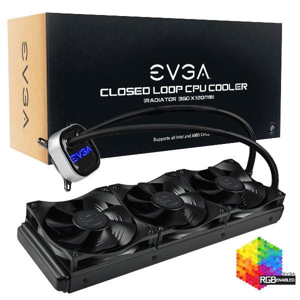 ENFRIAMIENTO LIQUIDO EVGA CLC 360MM ALL IN ONE RGB LED LIQUID COOLER 3X FX120MM PWM 400 HY CL36 V1