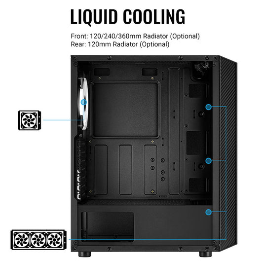 GAB AEROCOOL HIVE G BK V1 CRIST TEMP,ARGB,ATX