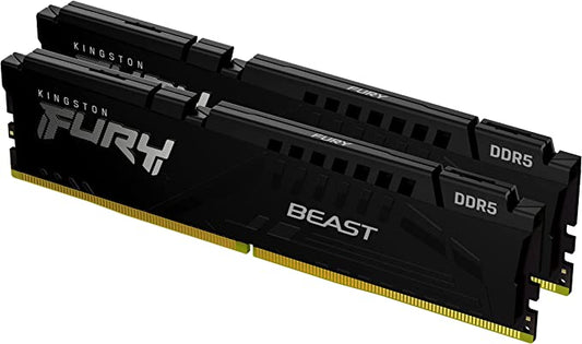 MEMORIA RAM DIMM KINGSTON FURY BEAST 32GB DDR5 4800MHZ CL38 KIT 2X16GB NEGRO KF548C38BBK2 32