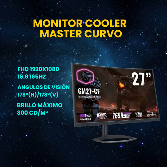 MONITOR COOLER MASTER CURVO 27P FHD 1920X1080 16.9 165HZ 3MS GTG CMI GM27 CF US