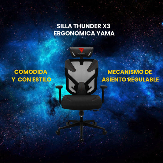 SILLA THUNDER X3 ERGONOMICA YAMA 3 BLACK/RED