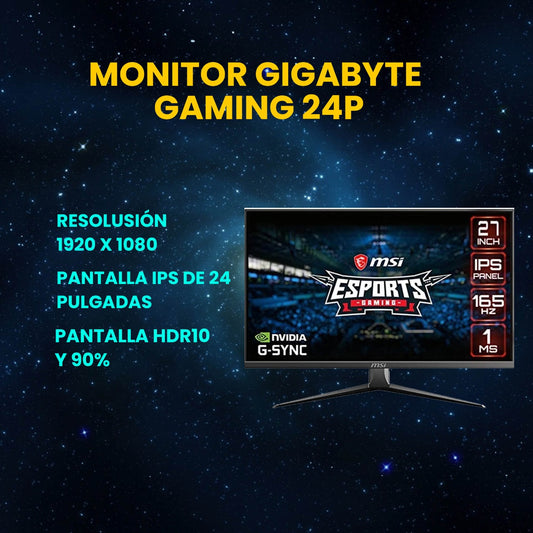MONITOR GIGABYTE GAMING 24P FHD 1920X1080 170HZ OC 1MS MPRT 2MS GTR IPS HDMI DP G24F SA
