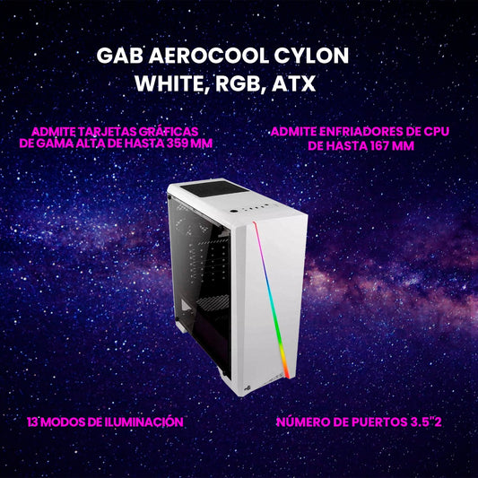 GAB AEROCOOL CYLON WHITE, RGB, ATX