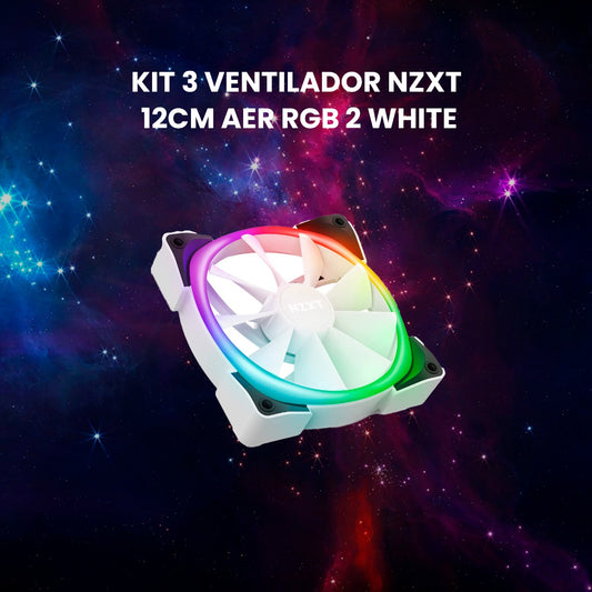KIT 3 VENTILADOR NZXT 12CM AER RGB 2 NEGRO/BLANCO