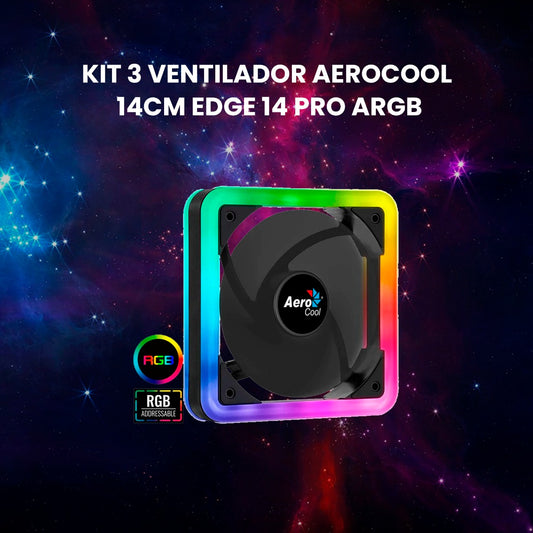 KIT 3 VENTILADOR AEROCOOL 14CM EDGE 14 PRO ARGB