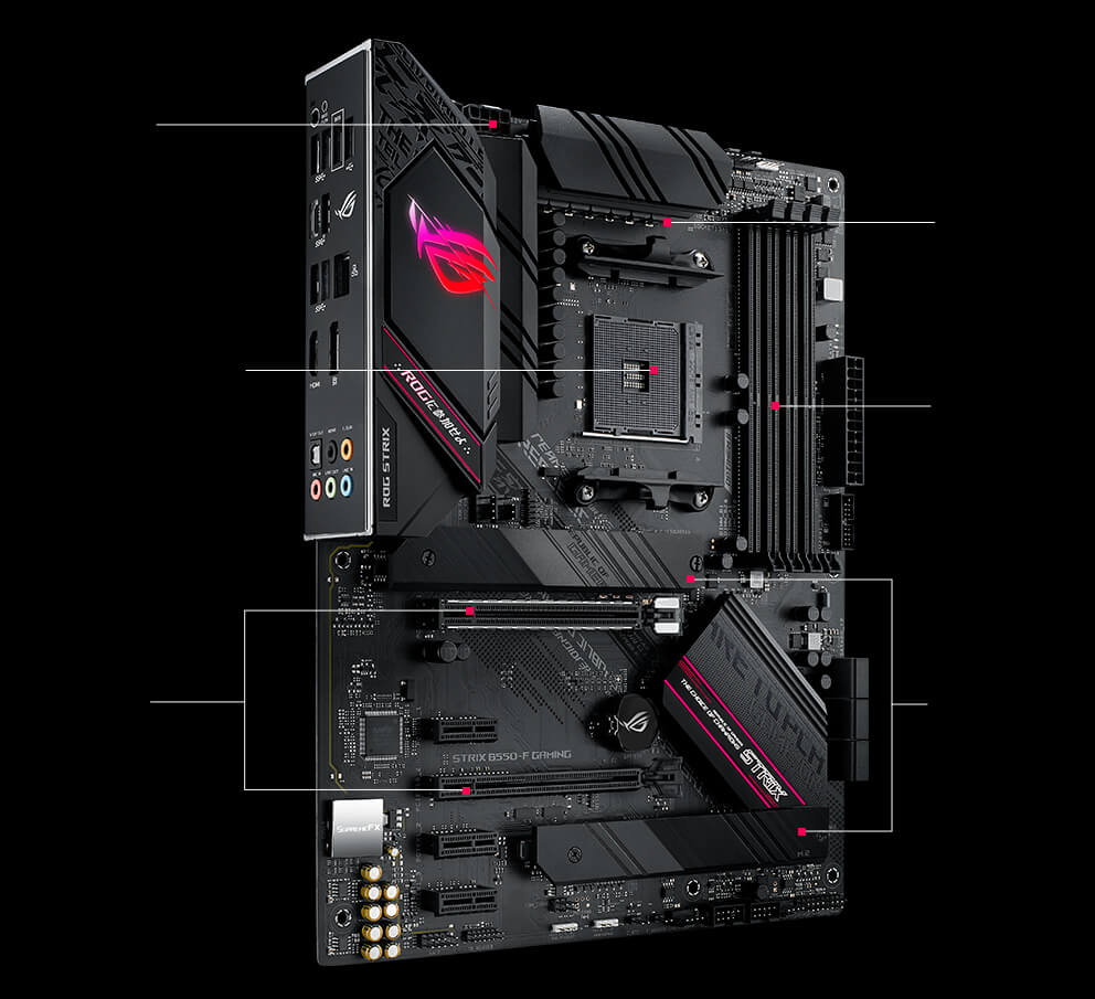 MB ASUS B550 AM4 ATX 4DDR 128GB 4600MHZ HDMI DP 6SATA6GB PCIE3.0 2M.2 AURASYNC RGB ROG STRIX B550 F