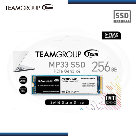 SSD INTERNO TEAMGROUP MP33 256GB M.2 2280 PCIe 3.0 x4 NVMe 1.3 3D NAND TM8FP6256G0C101