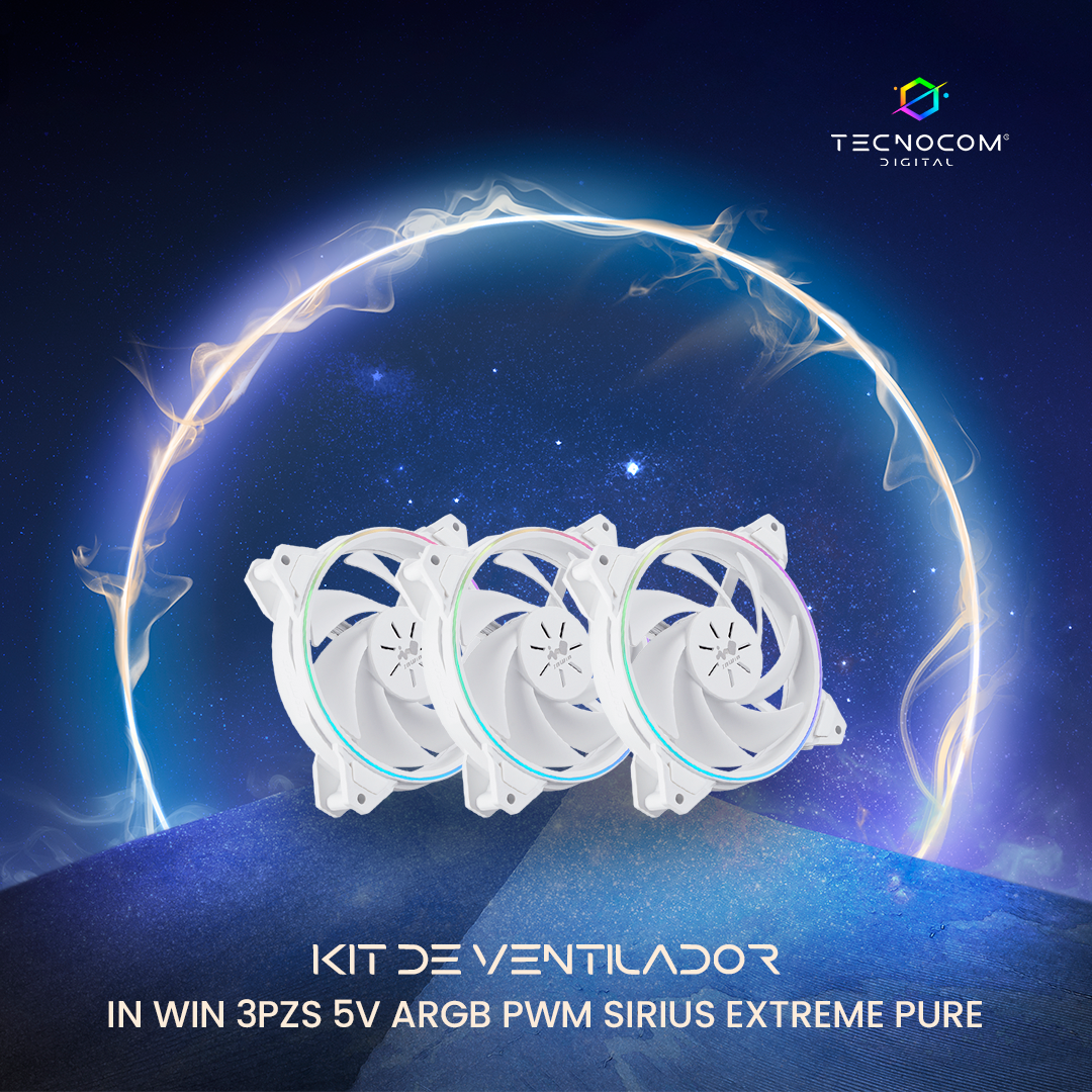 KIT DE VENTILADOR IN WIN 3PZS WHITE 5V ARGB PWM SIRIUS EXTREME PURE TRIPLE PACK
