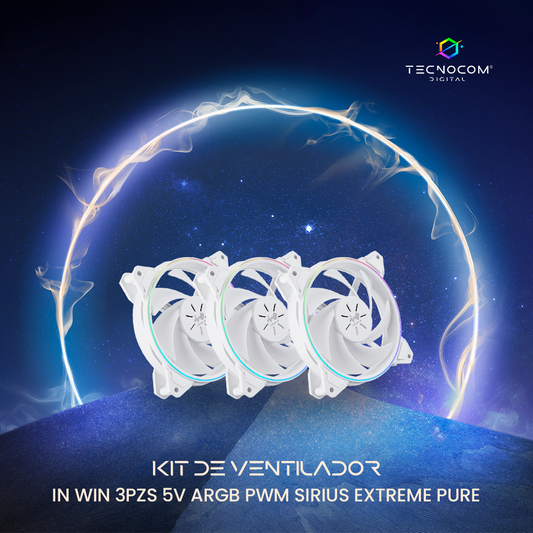KIT DE VENTILADOR IN WIN 3PZS WHITE 5V ARGB PWM SIRIUS EXTREME PURE TRIPLE PACK