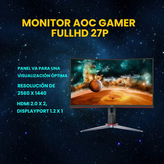 MONITOR AOC GAMER FULLHD 27P 1920X1080 16.9 144HZ 1MS IPS LED HDMI VGA DISPLAYPORT AMD FREESYNC 27G2